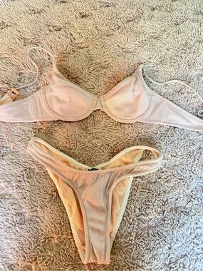 triangl swimwear Peach Textured Bikini Set